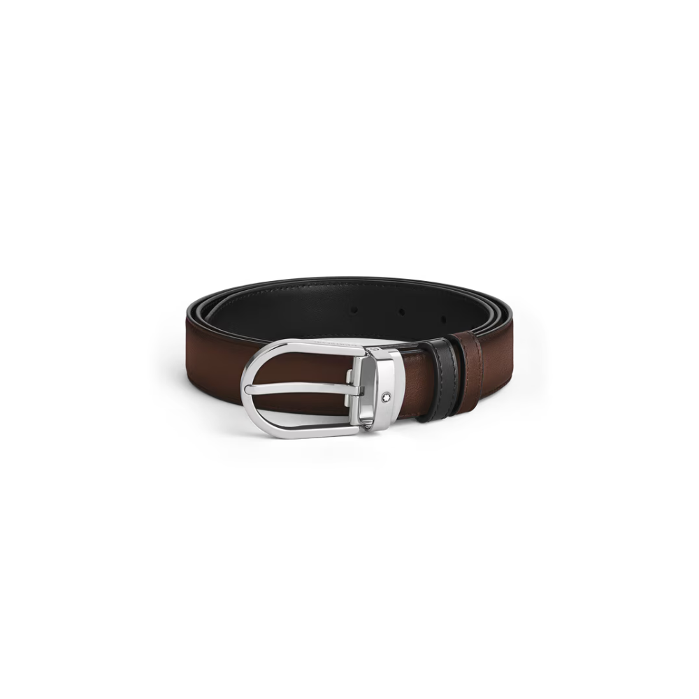 Montblanc Horseshoe Buckle Reversible Leather Strap 30mm – Brown/Black